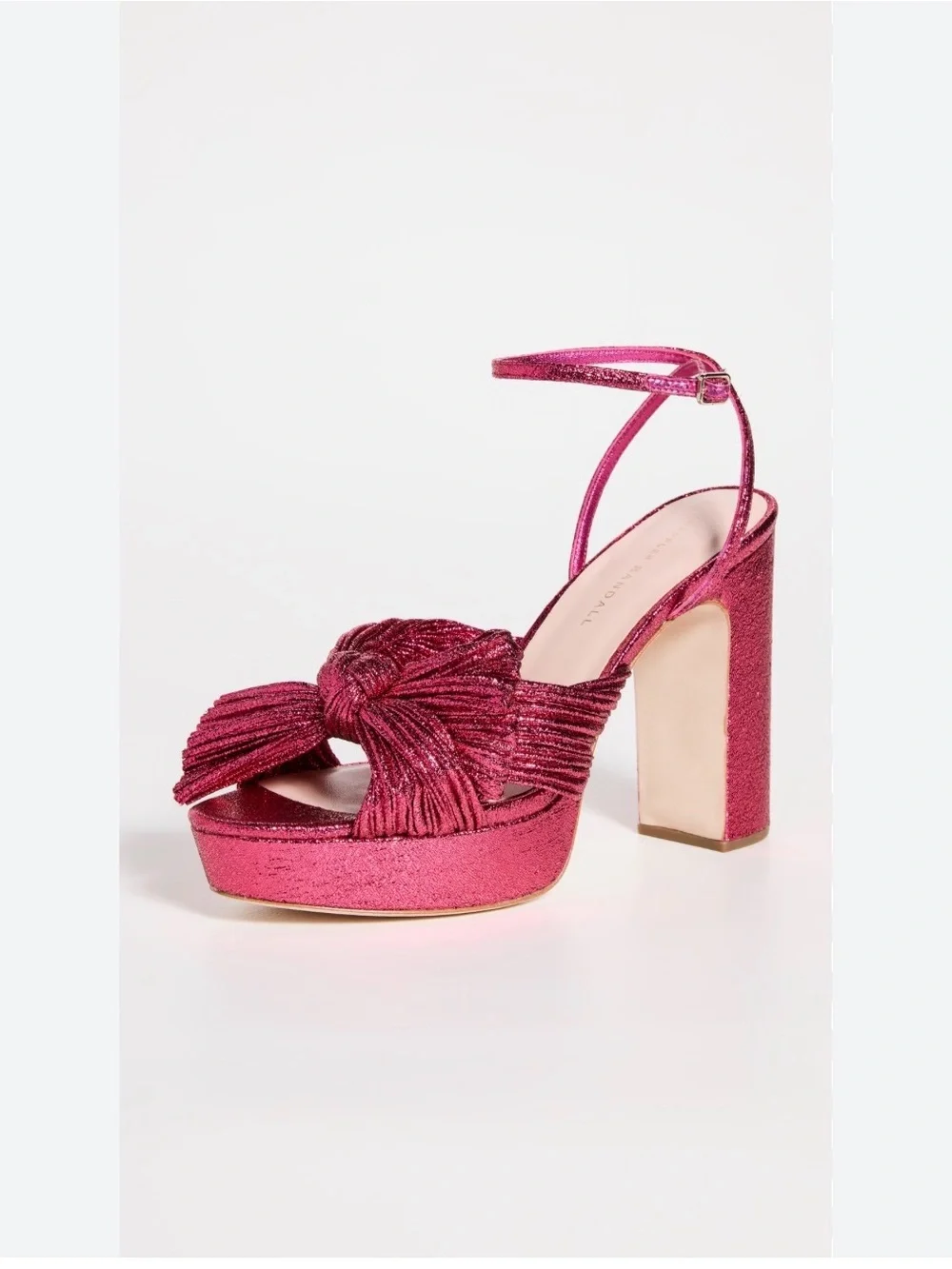 Loeffler Randall / NEW Natalia Pleat Bow Fuchsia pink  Platform Sandal Heel